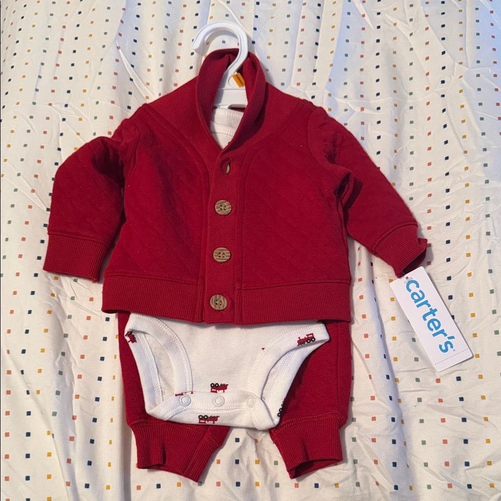 Carter's Quilted Red Jacket and White Bodysuit Set